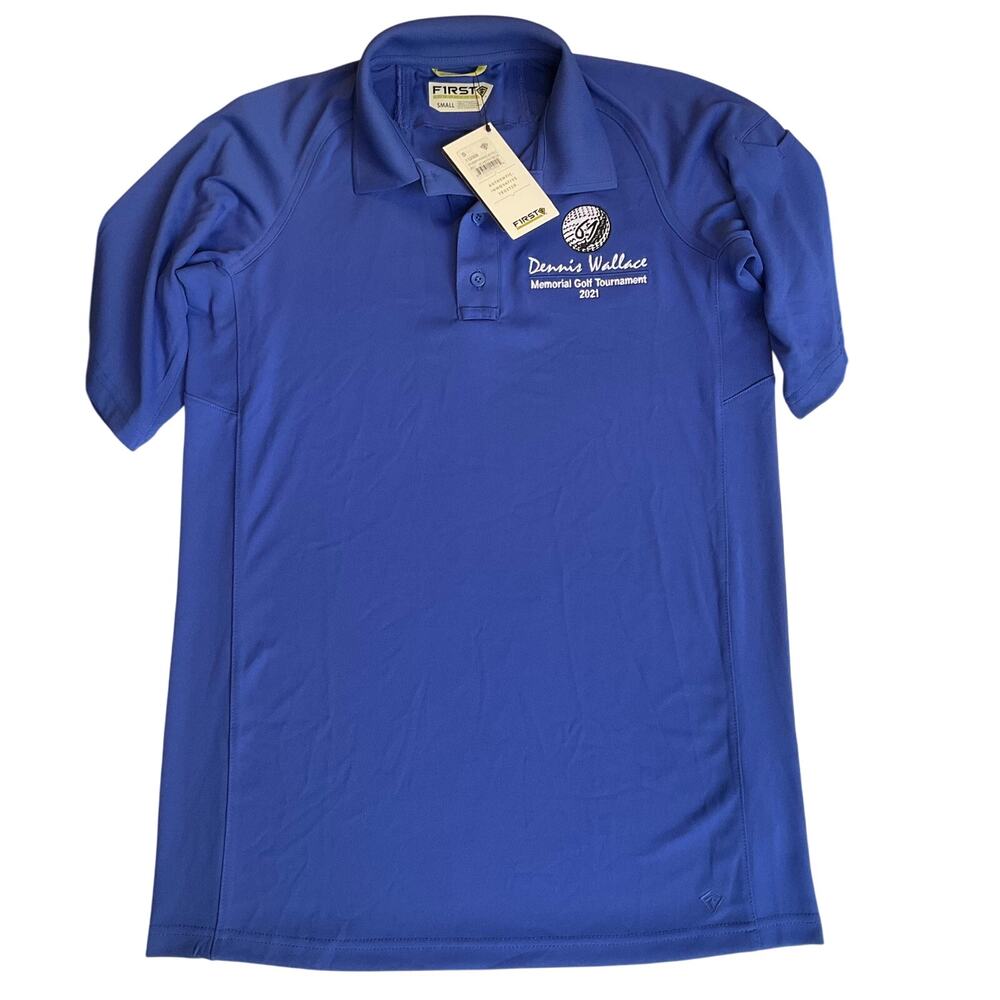 First Tactical Men Polo Shirt Size S Blue Stretch Dennis Wallace Golf 2021 NWT